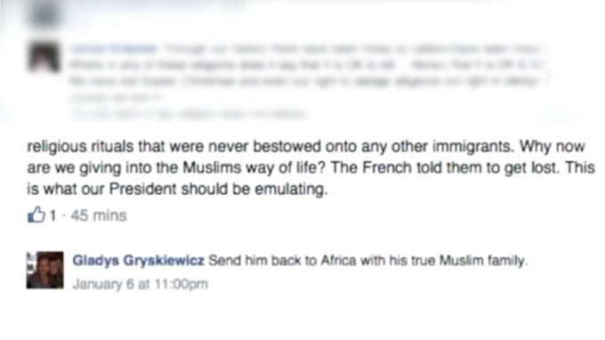 Gladys-Gryskiewicz-anti-Muslim-facebook-post Gladys Gryskiewicz anti Muslim facebook post