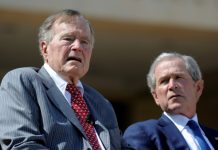 Former presidents Bush condemn bigotry, anti-Semitism