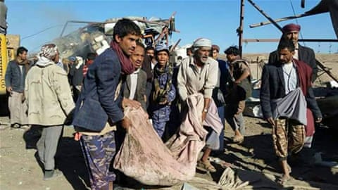 Saudi-led air strike kills 29 Yemenis, decimates market