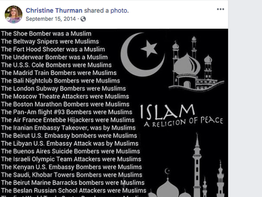 Social media posts by Leon Circuit judge candidate Christine Thurman are drawing fire from local attorney Mutaqee Akbar and others. (Photo: Screen capture from Christine Thurman's page)