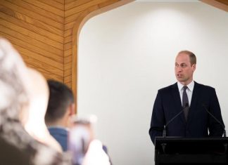 About 160 people gathered at the Al Noor mosque in Christchurch to meet the prince. (Twitter)